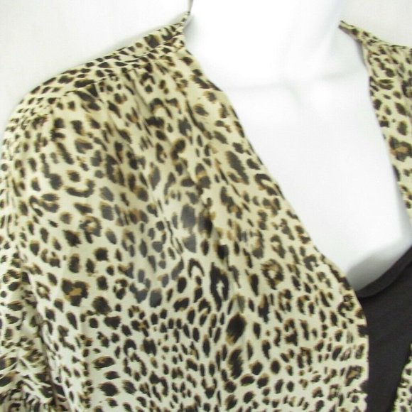 Umgee Kimono Cardigan Leopard Ruffle Bell Sleeve Plus Size Swim Suit Cover Up - Picture 6 of 9